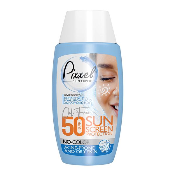ضد آفتاب بی‌رنگ پوست چرب و جوش‌دار +SPF50 پیکسل