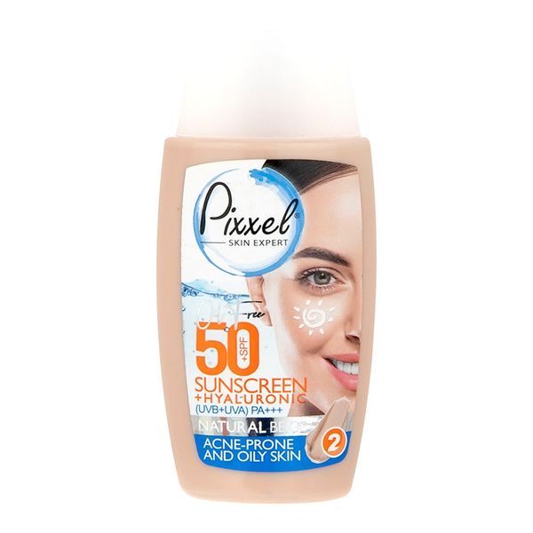 ضد آفتاب رنگی پوست چرب +SPF50 بژ طبیعی پیکسل