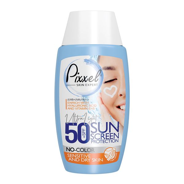 ضد آفتاب بی‌رنگ پوست خشک و حساس +SPF50 پیکسل